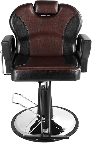 Miniatura 5 de Funnylife Negro y marrón reclinable silla de salón silla de tatuaje silla de peluquería hidráulica equipo de salón para estilista