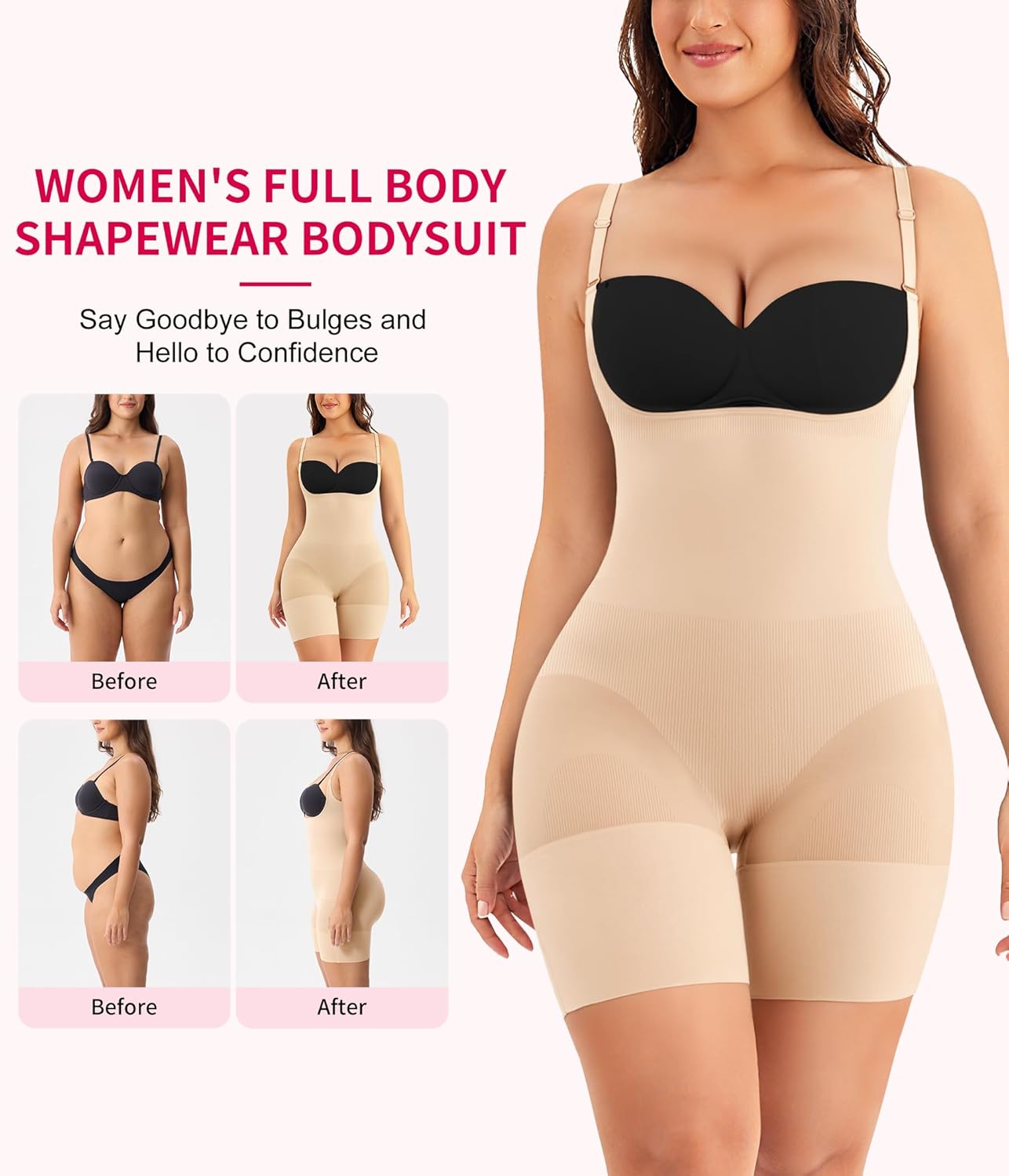 Gotoly Open Bust Shapewear Tummy Control Bodysuits for Women Seamless Compression Waist Trainer Full Body Shaper - Image 3