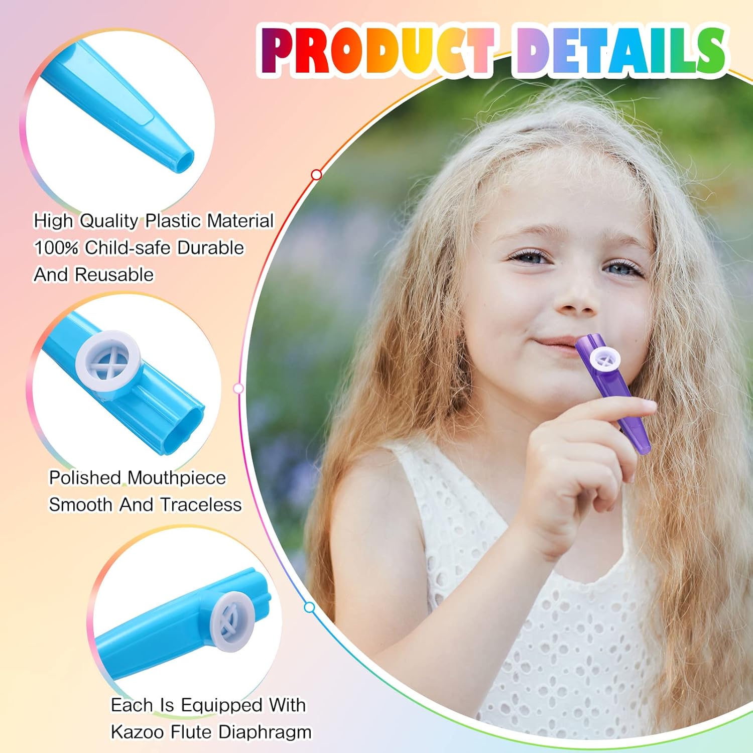144 Pcs Plastic Kazoo Bulk for Kids Adults Musical Instruments with Kazoo Flute Diaphragms for Kids Gift Prize Party Favors, A Good Companion for Ukulele Violin Guitar Piano Keyboard, 8 Colors