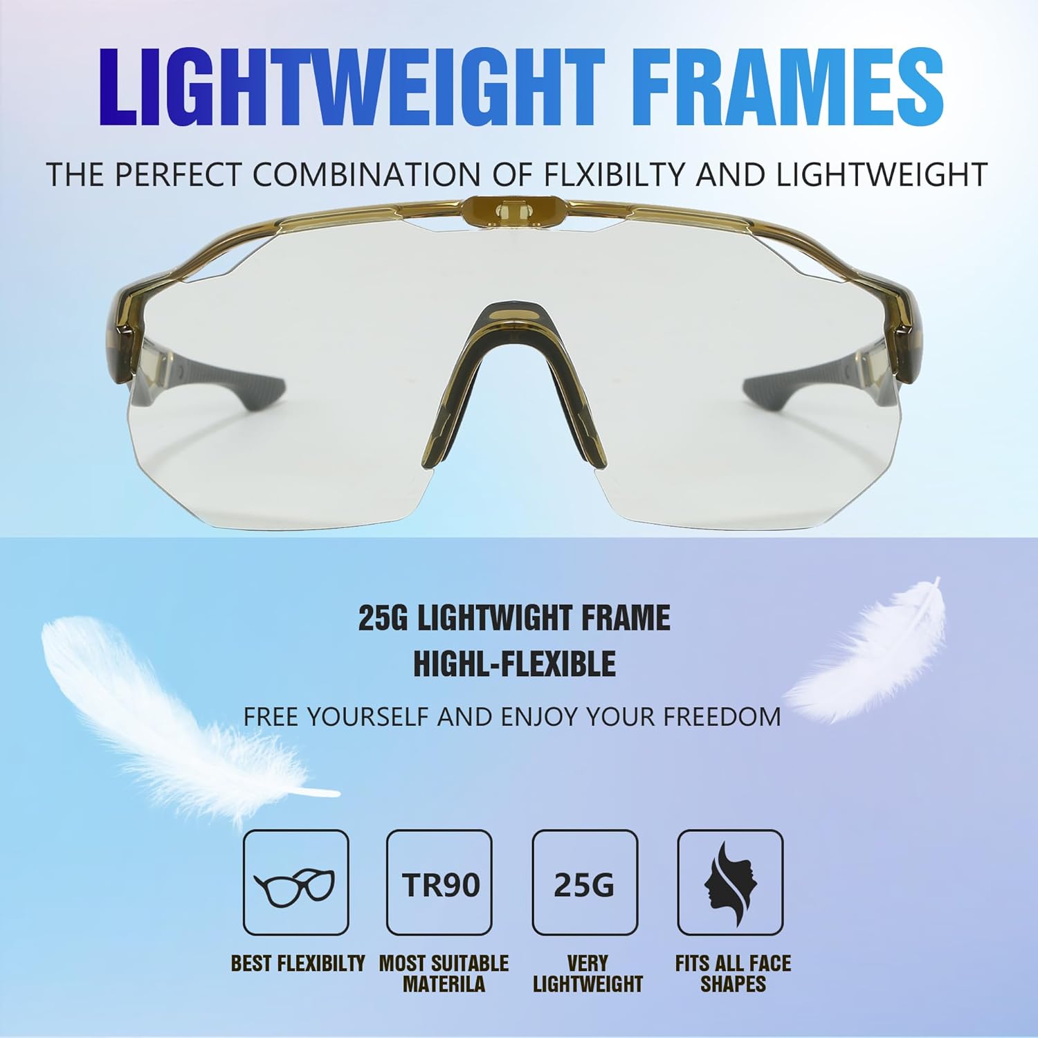 Photochromic Sports Sunglasses For Men Women|Safety Glasses For Cycling Driving|UV400 Protection Sunglasses - Image 4