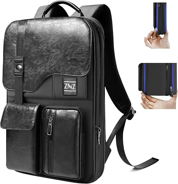 ZINZ Slim & Expandable Laptop Backpack 15.6 Inch Business Backpack with USB Port, Waterproof Anti-Theft Travel Backpack Daypack Bookbag for Men and Women -Black JP