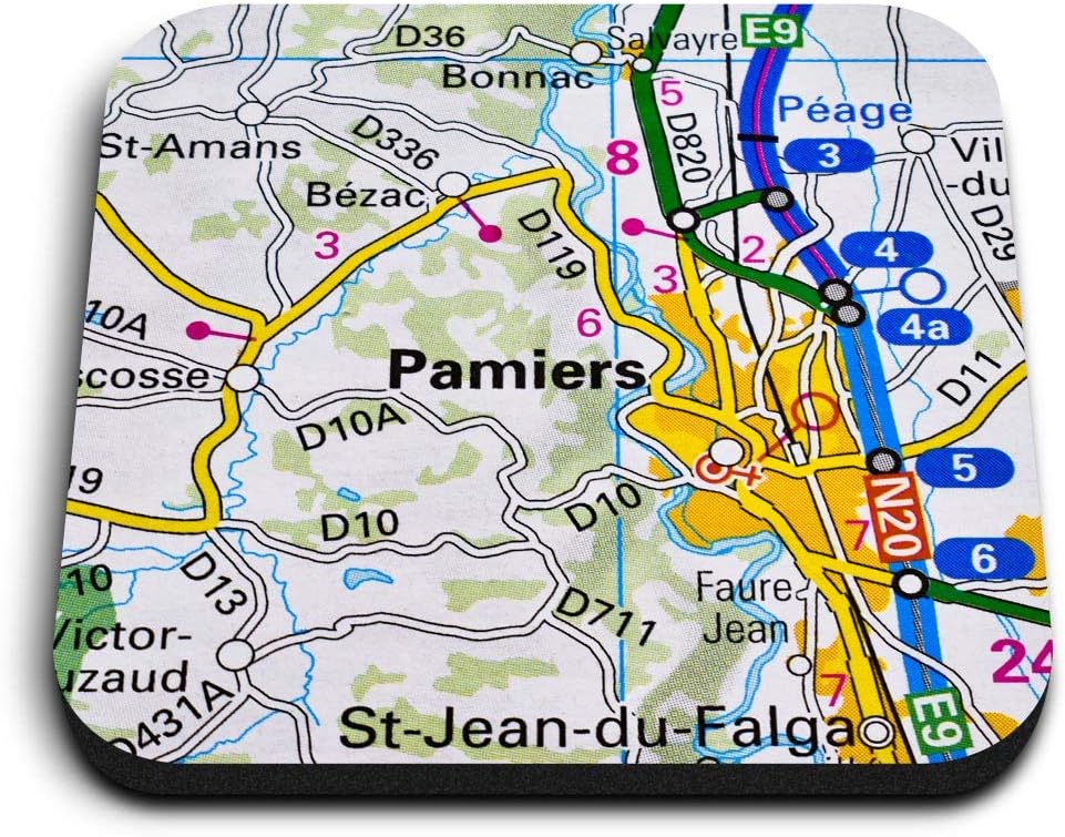 1 x Square MDF Fridge Magnet - Pamiers City France French Travel Map 45984