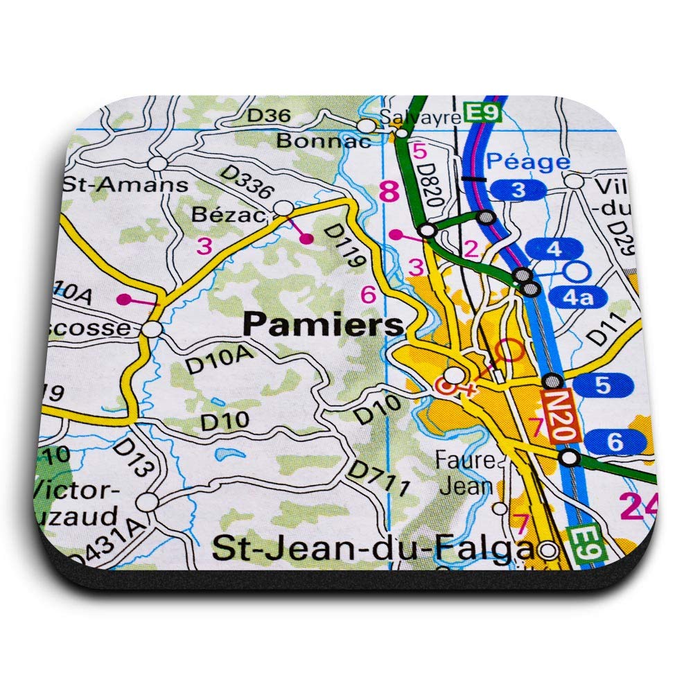 1 x Square MDF Fridge Magnet - Pamiers City France French Travel Map 45984