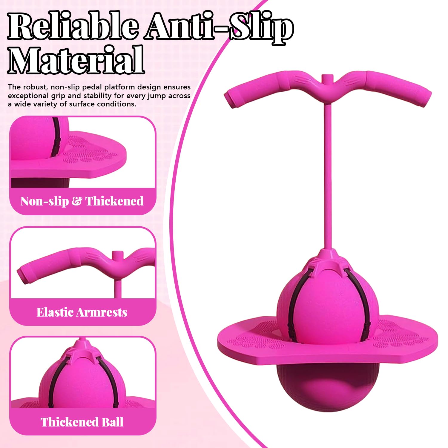 Pelota De Equilibrio Saltarín, Divertida Equilibrio Saltar Pelotas Juguete, Pelota Saltarina con Mango, Juguete Saltarín Exterior, para Entrenamiento del Equilibrio y Deportes (Rosa)