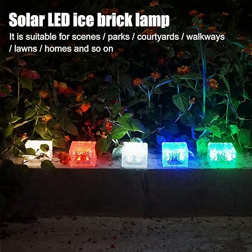 Miniatura 6 de Luces de pavimentación solares para bordes de paisaje, 1 paquete, adoquines cuadrados de luz que cambian de color para patio exterior, ladrillos de
