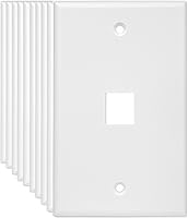 Vista 12 de ENERLITES Placa Keystone RJ45 de 1 puerto compatible con Cat7 Cat6 Cat5, para módulos multimedia de voz, datos y audio/video, 1 banda 4.50 x 2.76