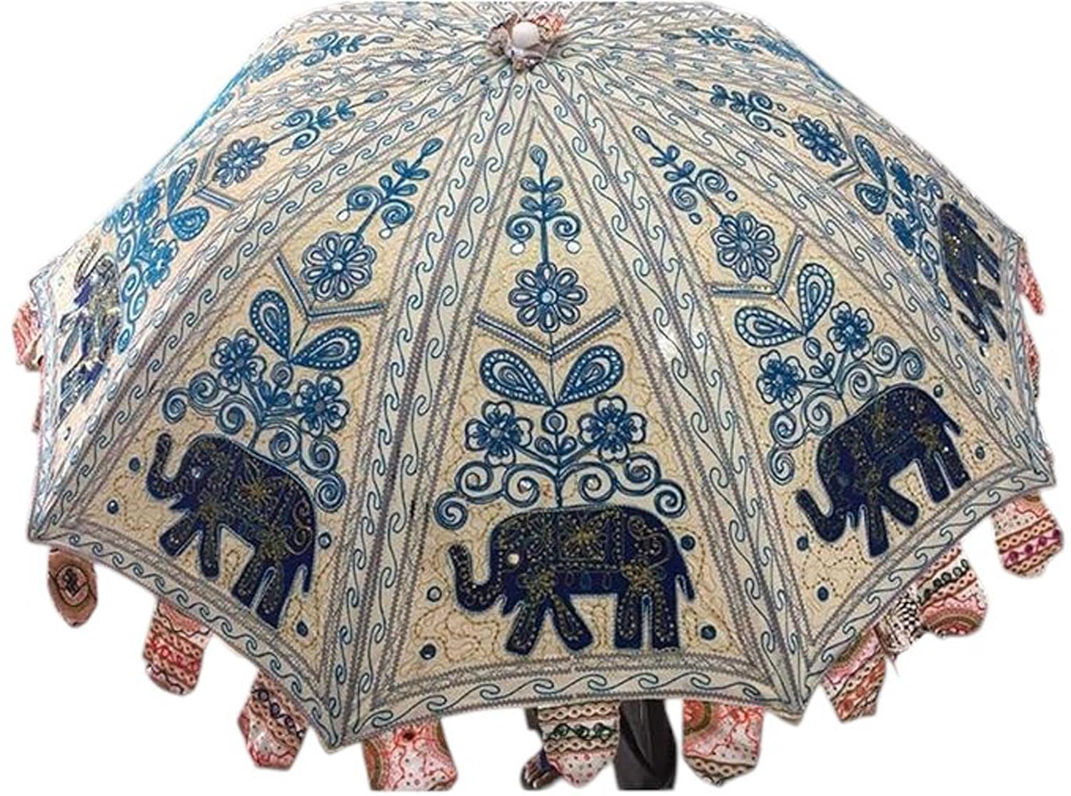 Arprani beach parasols-garden parasol umbrella for sun-Decorative Indian Cotton handmade bridal umbrellas- Handcrafted Embroidered