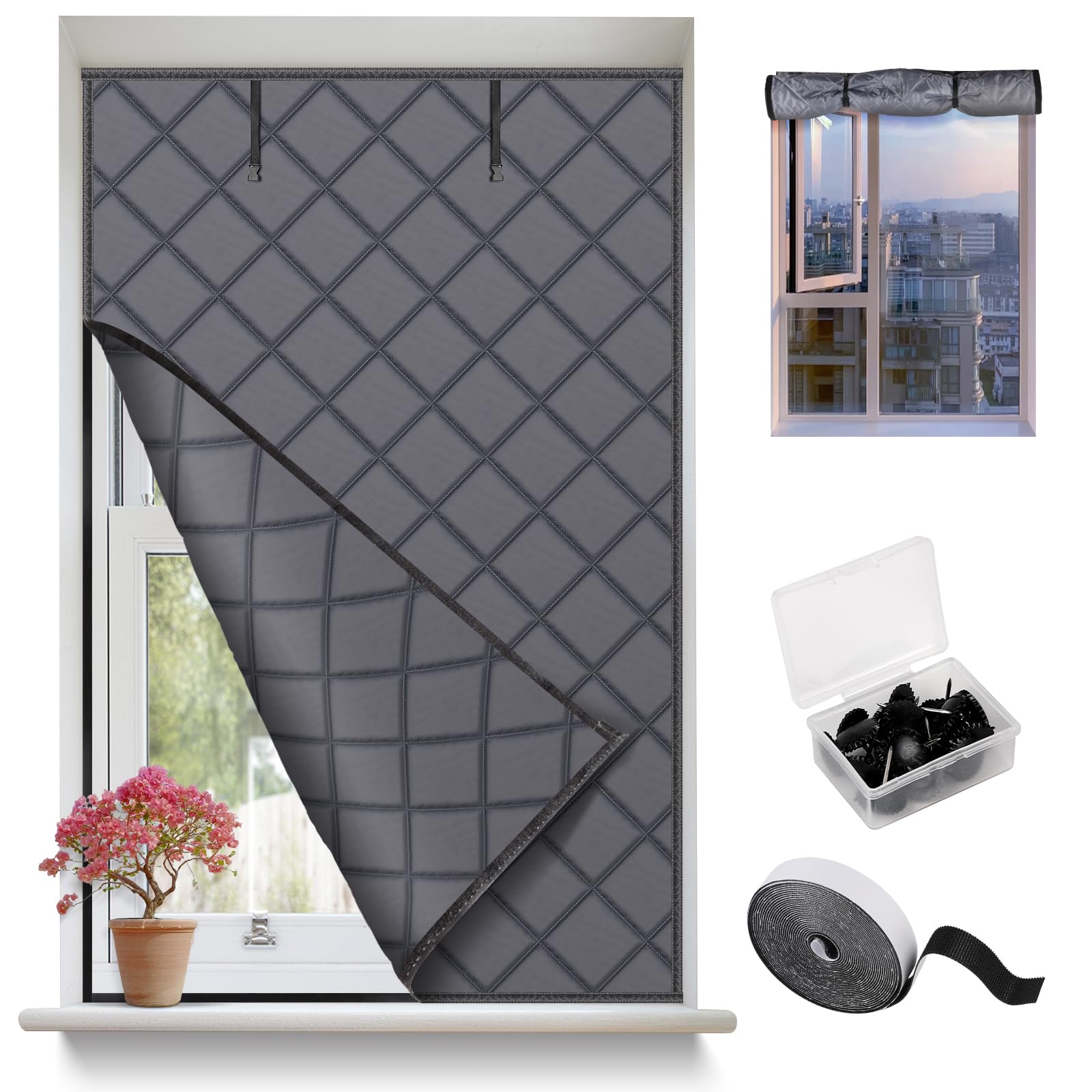 EFUTURETIME Kit de Aislante Termico Ventanas Protege Del Frio y Calor 160 X 100cm, Cortinas Térmicas y Cortavientos para Invierno, Aislamiento Térmico para Ventanas de Buhardillas y Caravanas