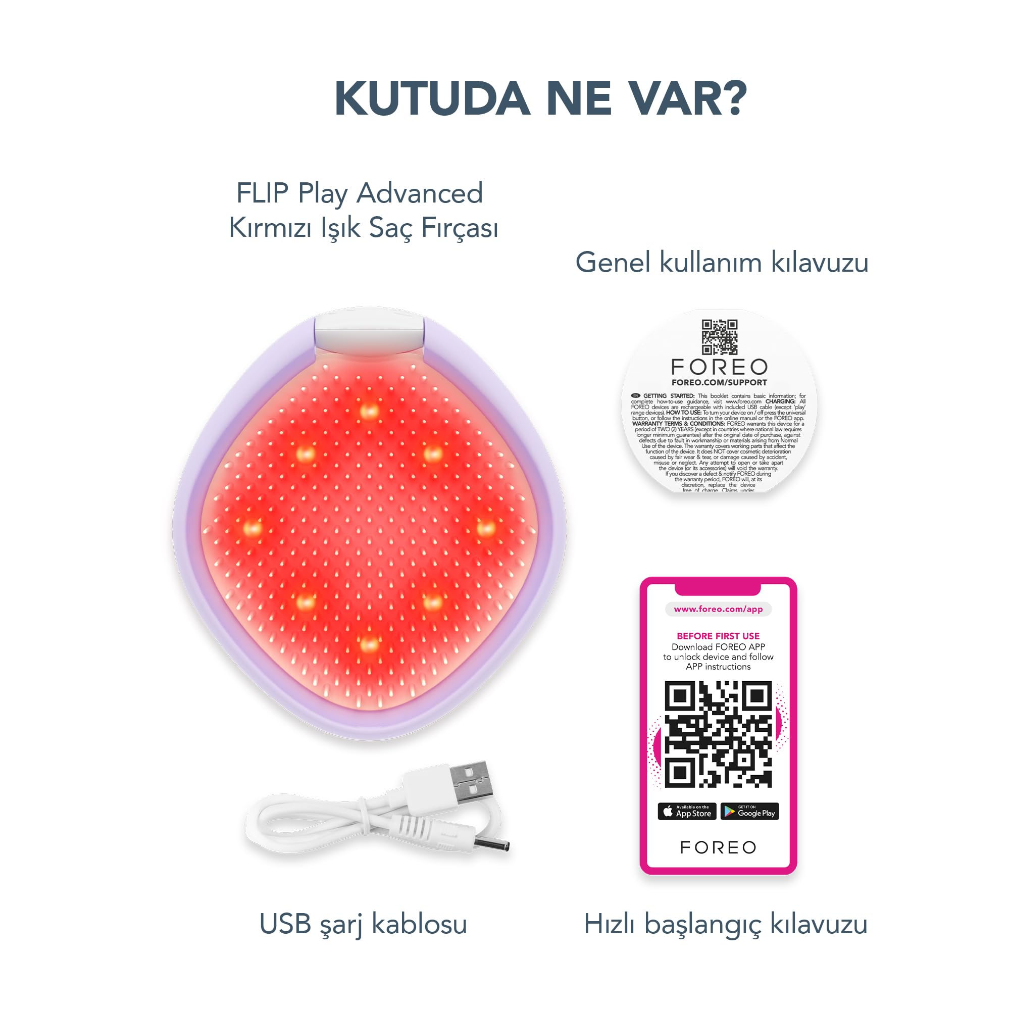 FOREO FLIP Play Advanced LED Light Hairbrush - Multi-Functional 3-in-1 Hair & Scalp Tool with Red, Blue & Green Light Modes – Designed to Support Scalp and Hair Appearance - I Lilac You!