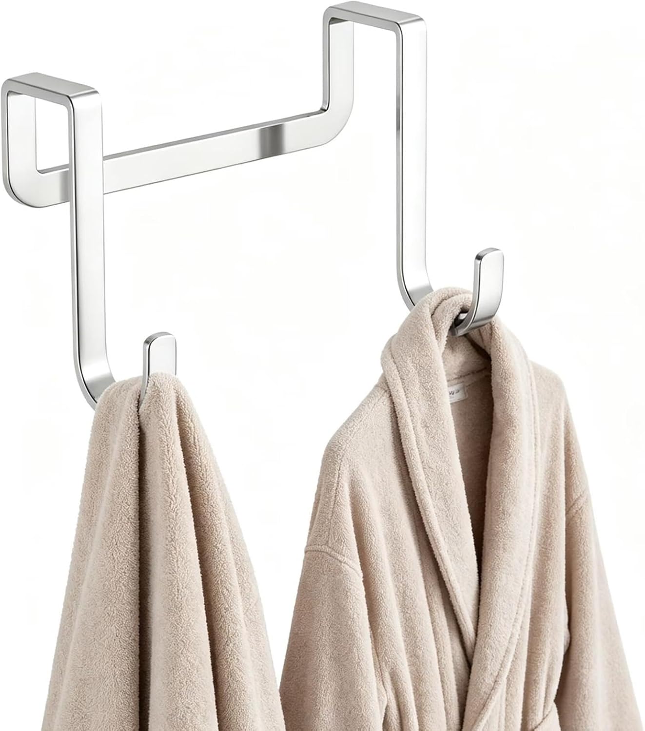 (5PCS) Doors with Hooks at the Back not exceeding 1 inch in Thickness. Stainless Steel Hooks do not Require Installation and can be Used for wardrobes/bedrooms/Storage Rooms/Doors (Silver)