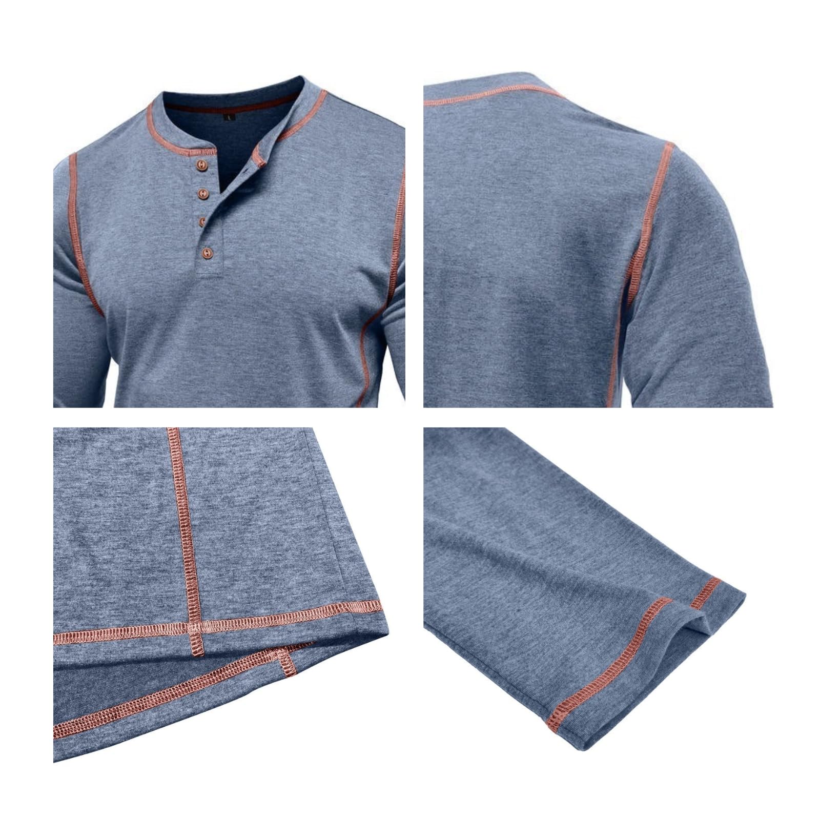 LAOARA T Shirt Uomo Maglietta Manica Lunga Cotone Slim Fit Henley Tshirt Maglia Bottone Magliette M-2XL