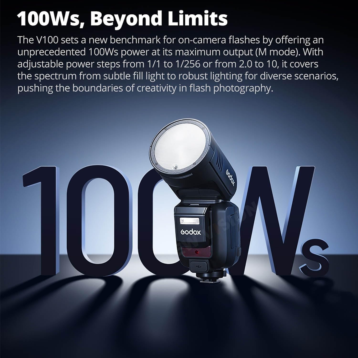 Godox V100 C V100C 100Ws TTL Li-Ionen Rundkopf-Flash, 400 Vollstärke-Blitze, 1,7s Recyclingzeit, SU-1 Sub-Flash,EIN-Tap-Kopplung mit X3,Touchscreen-Flash Kompatibel mit Canon Kameras