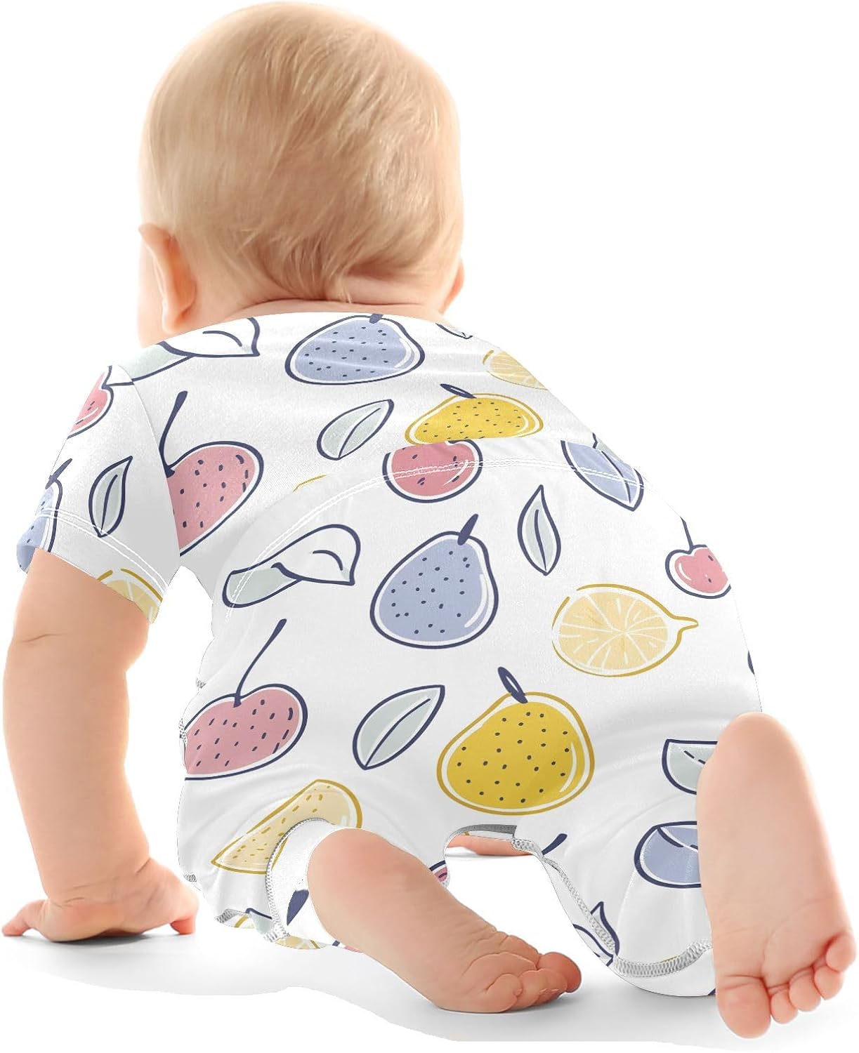 vvfelixl Baby Clothes Pear Cherry Lemon Baby Bodysuits Set Unisex Short Sleeve Babys Pants Sets 0-3M