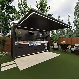 Stainless Steel Built in Outdoor Kitchen Bbq Island Outdoor Kitchen with Grill Refrigerator Sinks Light Storage Cabinets for Summer Camping