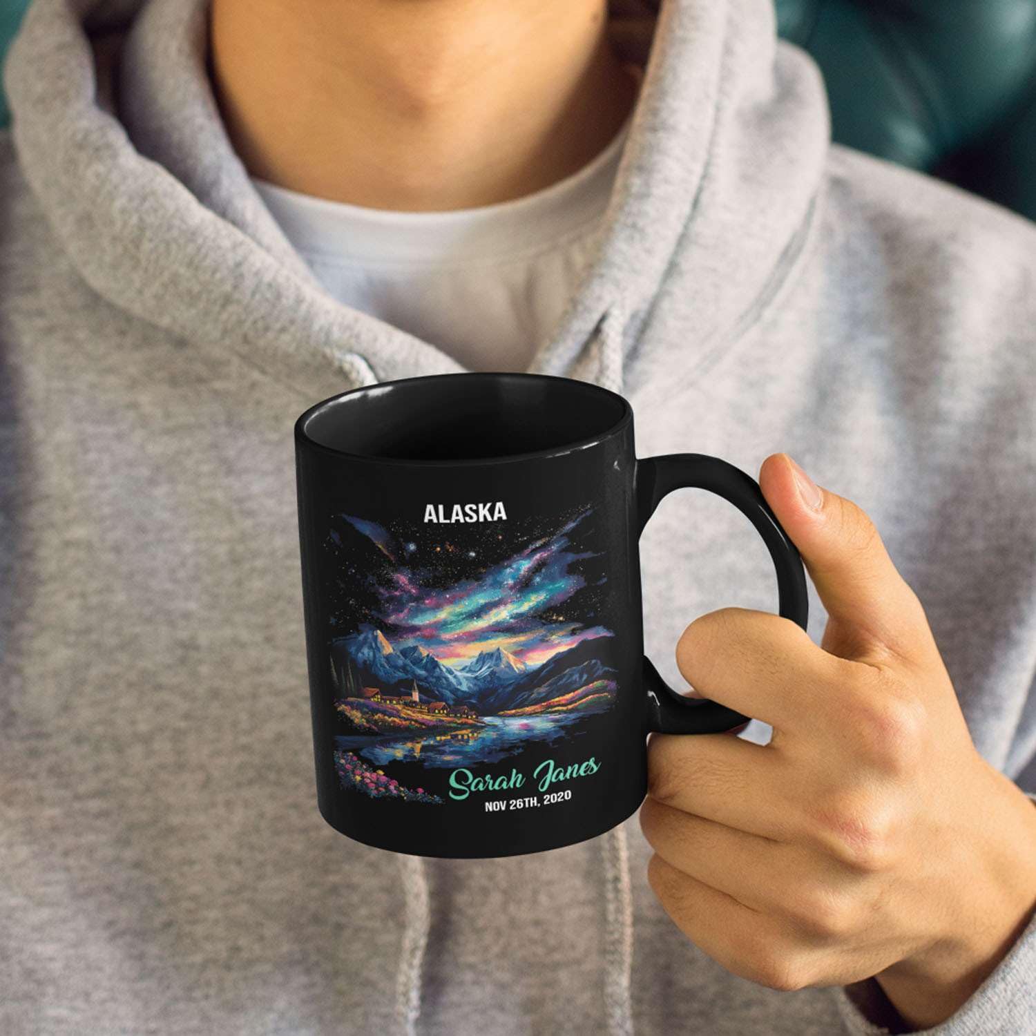 Amazon.com: Custom Name And Date Mountain Landscape Mug, Personalized Alaska  Souvenir Ceramic Cup, Village In Alaska Coffee Mug, Customized Nature Lover  Black Cup 11oz 15oz, Gift For Friends : Home & Kitchen