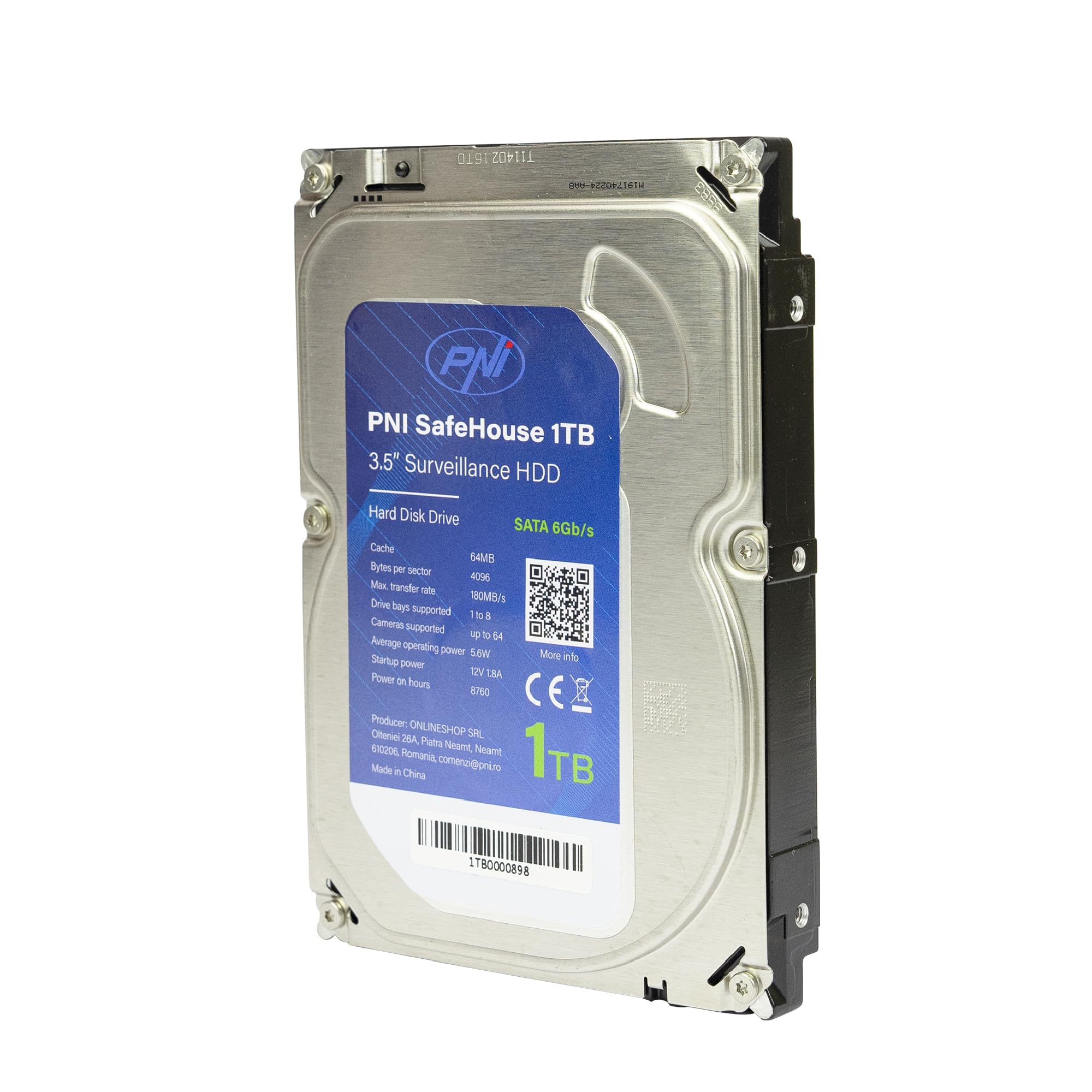PNI Hard Disk interno SafeHouse 1TB, 3.5" HDD, CCTV, 64MB, per sistemi di sorveglianza