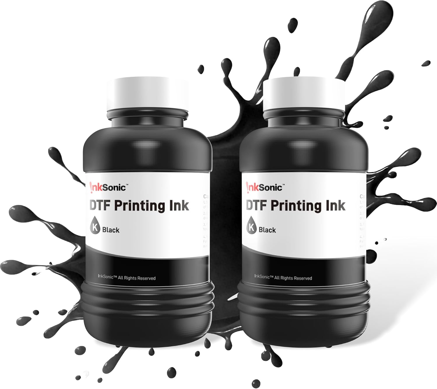 InkSonic DTF Ink Key 500ML, Premium DTF Transfer Ink for PET Film, Refill Ink Compatible for All DTF Printer (Key, 2 * 250ml)