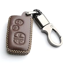 Leather for Toyota Camry Avalon Corolla Highlander Prius RAV4 Venza Remote 4 Buttons Key Case Holder Cover Fob Chain Brown