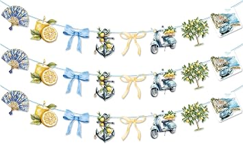 Amalfi Coast Party Banner Garland for Summer Mediterranean Amalfi Coast Bridal Shower Birthday Party Decorations