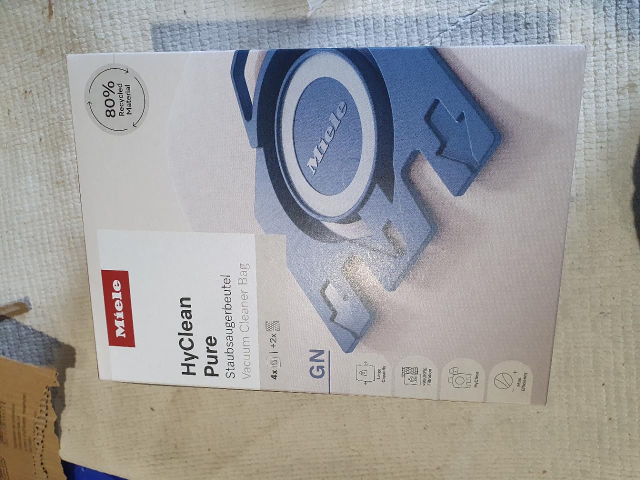 Miele 12281680 HyClean 3D Efficiency GN Vacuum Cleaner Bags for Bagged Miele Vacuum Cleaners, Pack of 4, White