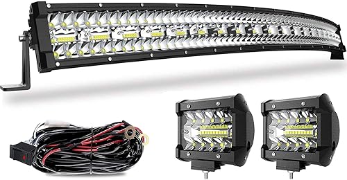 Miniatura 9 de Barra de luz LED de 52 pulgadas, 711 W, curvada + 20 pulgadas, 288 W, triple fila de inundación, combo de haz de luz combinado, 4 unidades, 4