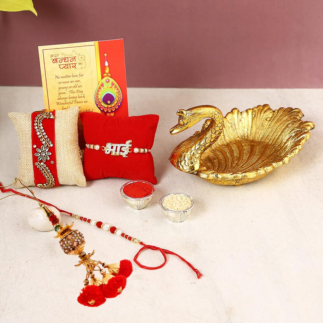CraftVatika Rakhi for Brother with Gift Item Combo Set - Rakhi for Bhaiya Bhabhi Kids - Rakhis for Rakshabandhan - Metal Swan Serving Tray, Dora Rakhi Bhai Rakhi Lumba Rakhi Velvet Rakhi, Greeting Card (B0B1Z2K6FS) Amazon Price History, Amazon Price Tracker