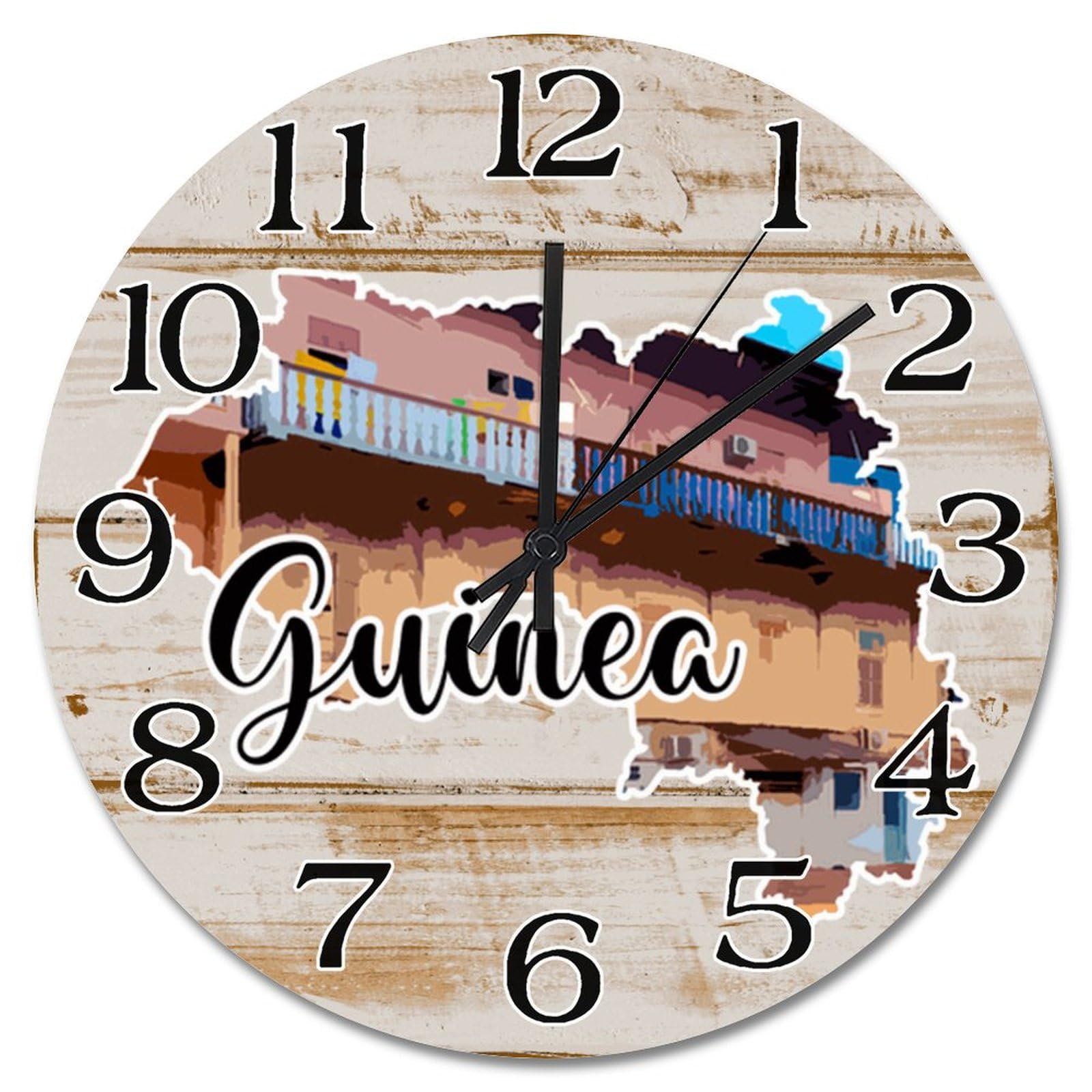 Horloge murale en bois Guinée silencieuse pour stopper le bruit des aiguilles