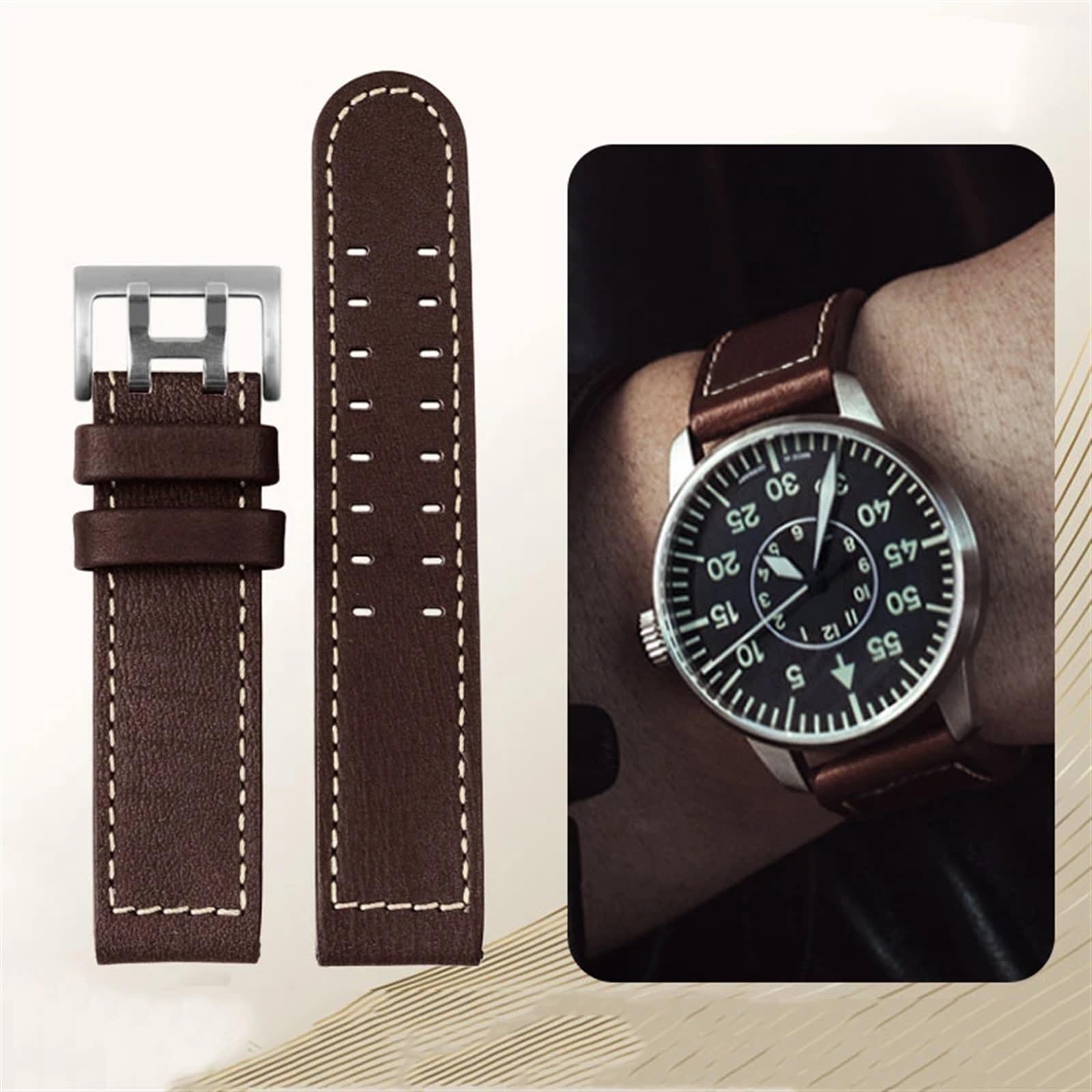 Pour Hamilton kaki aviation montre H77616533 H70615733 bracelet de montre en cuir véritable jazz field hommes bracelet de montre 20 22 Style militaire