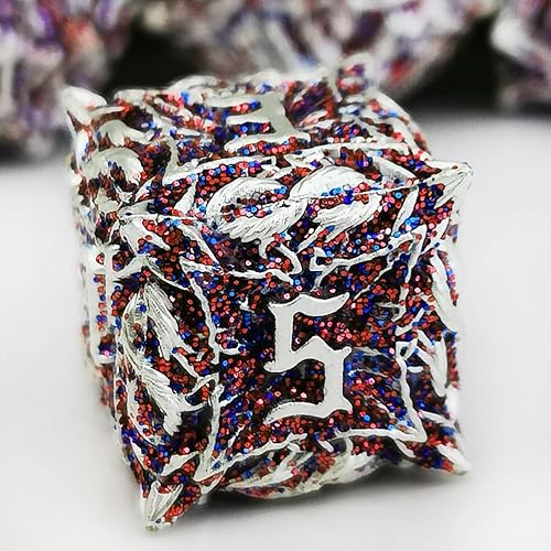 Miniatura 6 de Juego de dados de metal DND Flash Magic Vine Leaf 7 piezas de dados poliédricos D&D aplicables a DunFgeons and Dragons Gift Juego de dados de rol