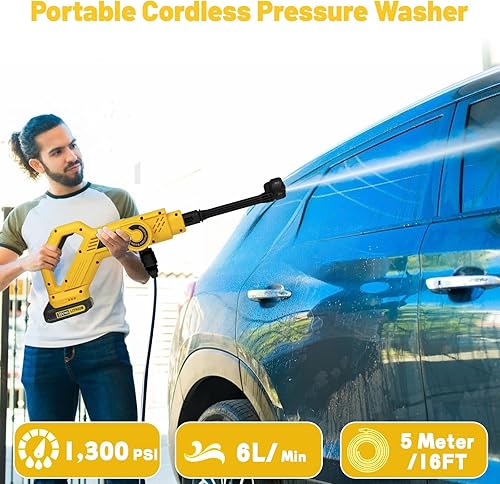 Miniatura 5 de Lavadora a presión inalámbrica para batería Dewalt de 20 V máximo, lavadora eléctrica inalámbrica portátil Max 1300PSI con boquilla 6 en 1 y