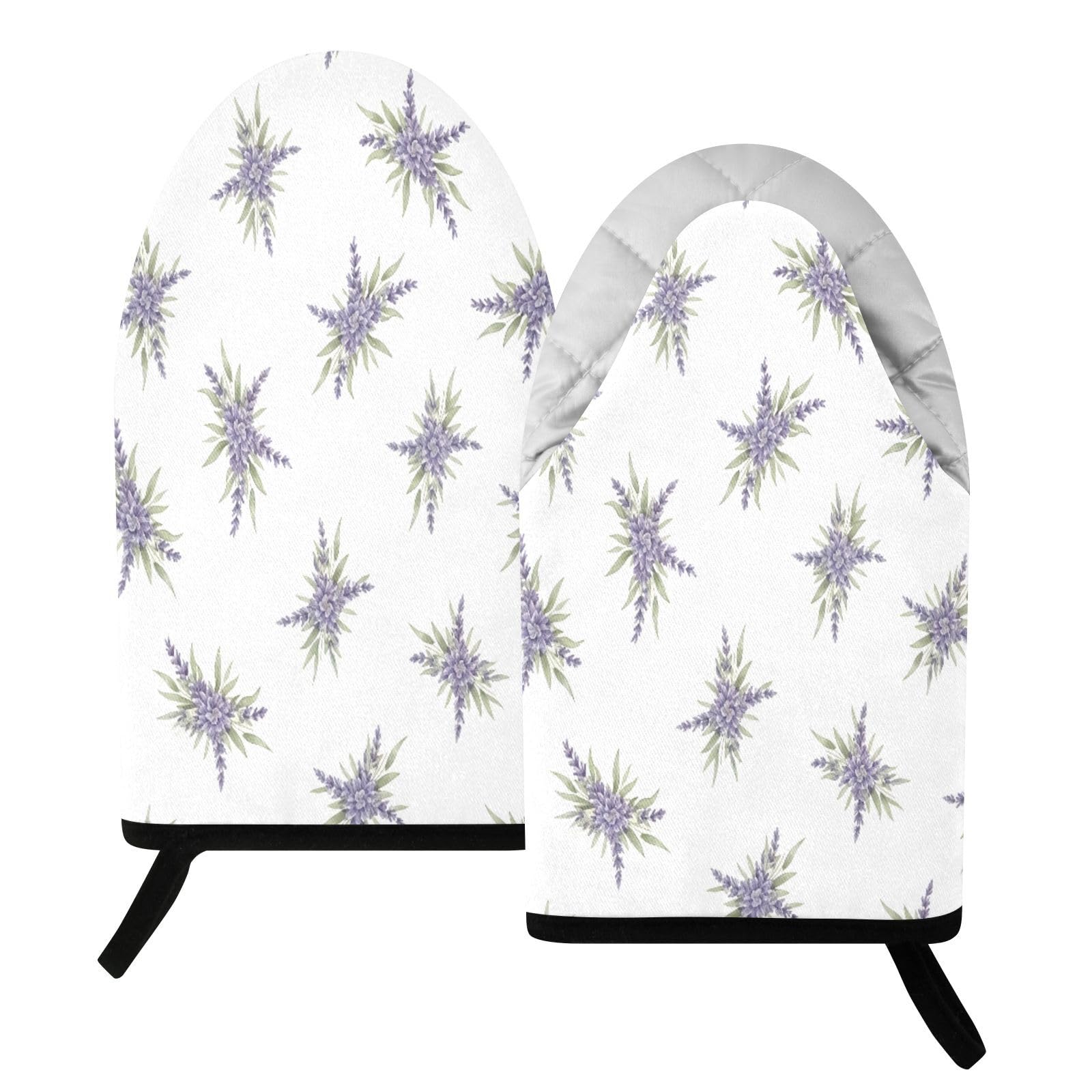 BURSTDDY Lavender Oven Mitt,Heat Resistant Kitchen Mitts for Cooking