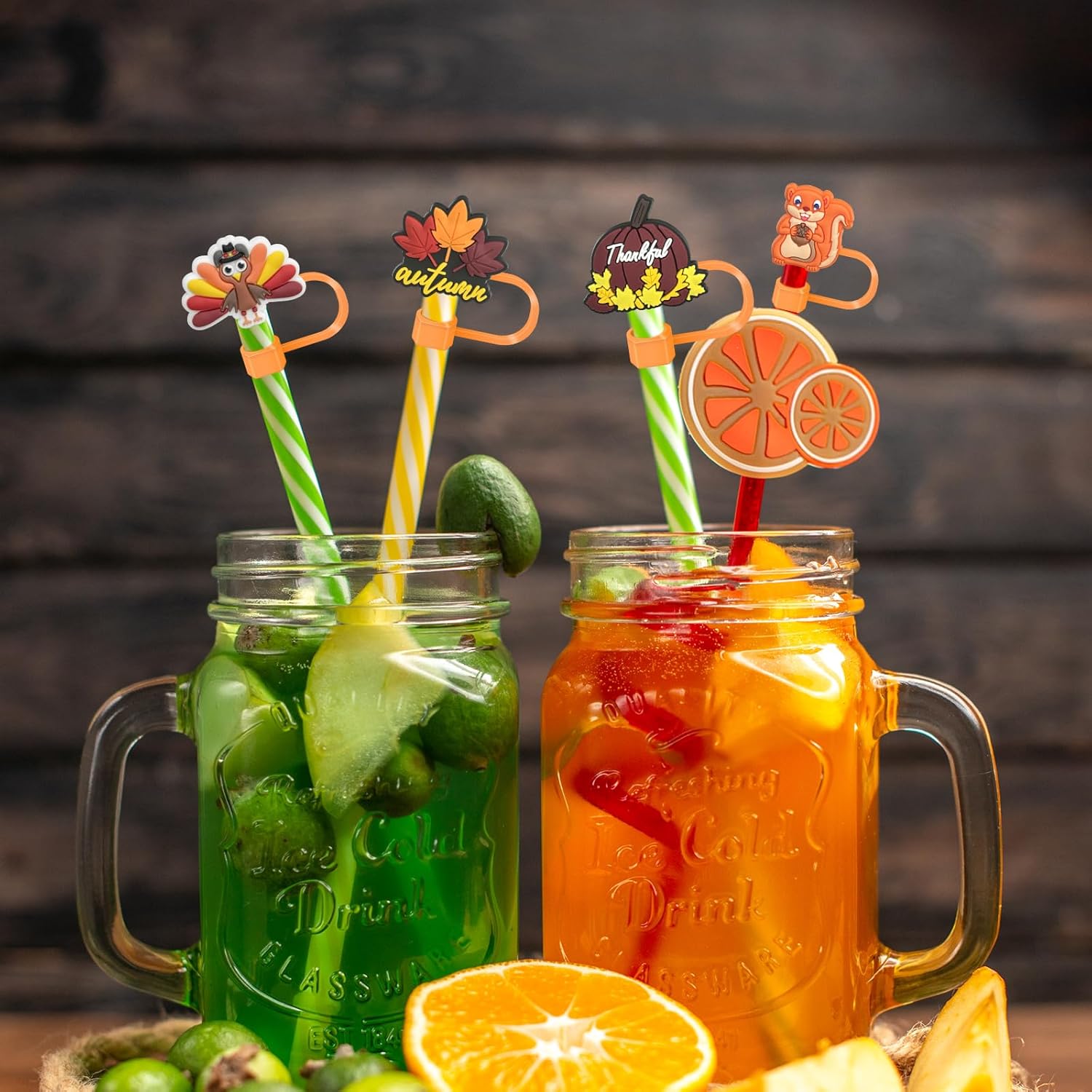 6Pcs Thanksgiving Straw Toppers for Stanley Cup, Fall Straw Caps for 10mm Drinking Straw Tip Covers - Image 8