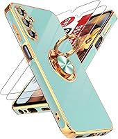 Vista 90 de LeYi para Funda de Teléfono Samsung Galaxy A13-5G: Protector de Pantalla de Vidrio Templado, Soporte Magnético Giratório de Anillo 360°, Borde Negro