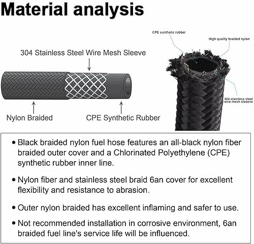 Miniatura 3 de Manguera de línea CPE de nailon trenzado de 10 pies AN12 12AN de nailon y acero inoxidable para tubo de 34 pulgadas, manguera de refrigerante, bomba