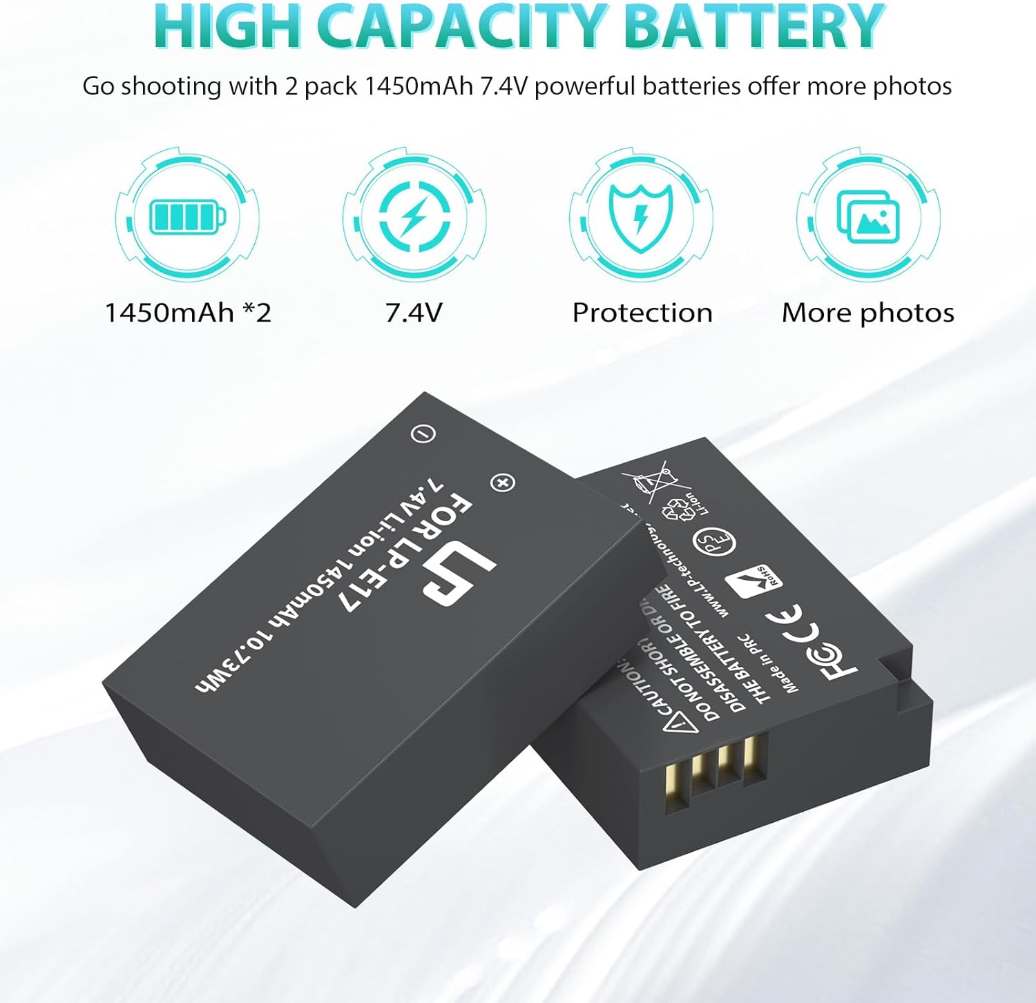 LP LP-E17 Battery Charger Pack, Compatible with Canon EOS R8, R10, R50, RP, Rebel T6i, T7i, T8i, T6s, SL2, SL3, EOS 77D, 200D, 750D, 760D, 800D, 8000D, M3, M5, M6 Mark II, KISS X8i & More DSLR Camera