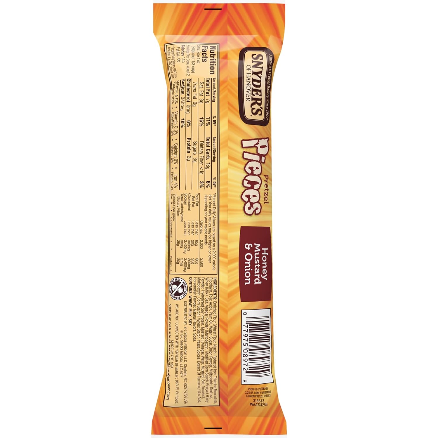 Snyder's Of Hanover Honey Mustard & Onion Pretzel Pieces, 3.25oz Bag (Pack Of 9)