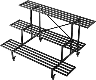 Zhongma 3 Tier Sturdy Metal Plant Stand with Wheels, L45.67 x W26 x H26 ...