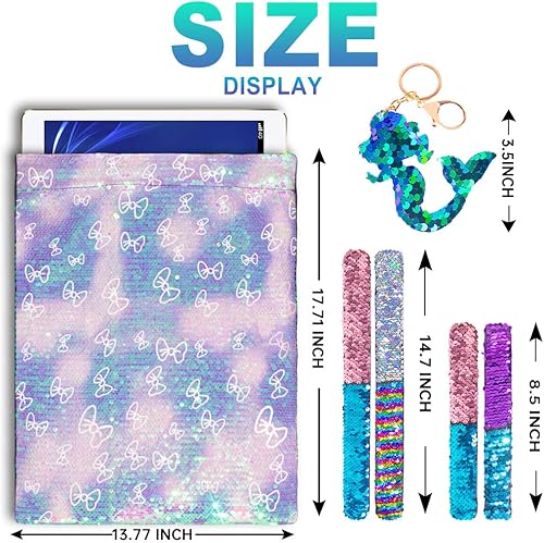 Miniatura 5 de Mochila de sirena, reversible, con lentejuelas, para manualidades, con cordón, para danza, gimnasio, para niña