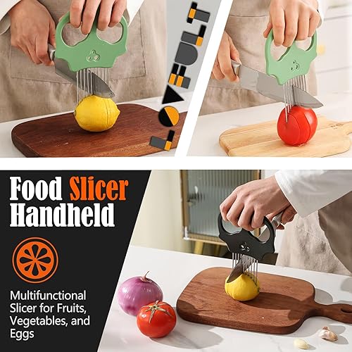 Miniatura 2 de Cortador de cebolla de acero inoxidable - Cortador de verduras multifunción y pelador de hierbas para aguacates, huevos, tomates, papas (verde)