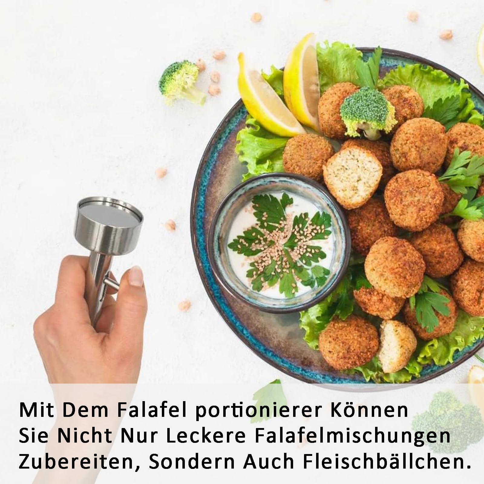 Porzionatore di Falafel, 4 cm Sagomatore in Acciaio Inox, Strumento No Appiccicoso, Riutilizzabile per Polpette, per Cucina di Casa e Ristorante