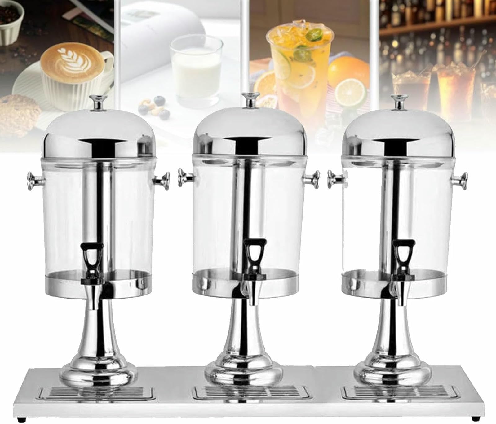 Dispensador De Jugo Caliente Frío De Acero Inoxidable, Dispensador De Bebidas De Vidrio Transparente, Dispensador De Bebidas Comerciales para Desayunar Barras De Buffet Hoteles