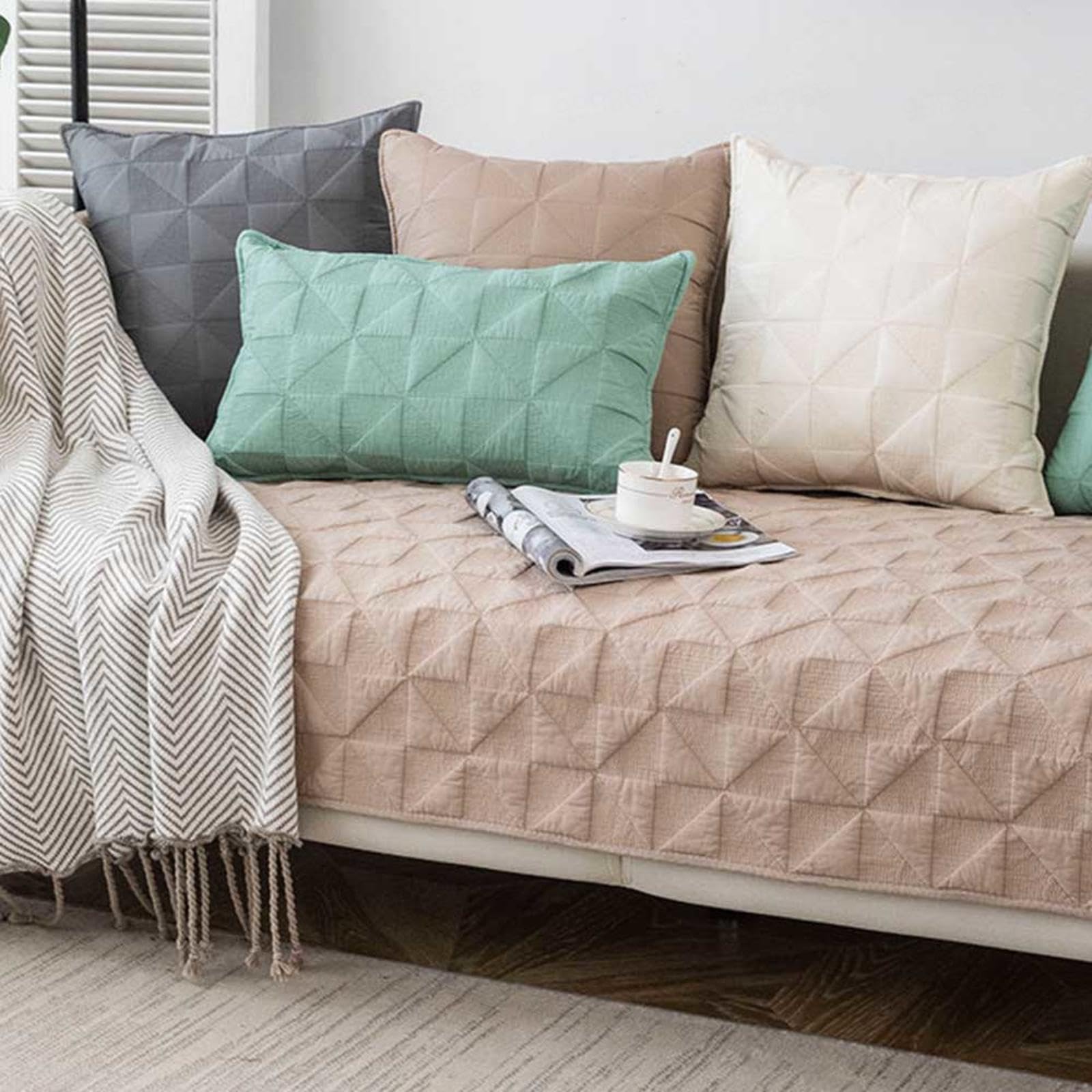 YWQJL Couch Cover Corner Sofa Sofa Protector L Shape Couch Cover Thick Sofa Protector Anti-Slip Reversible Quilted Corner Slipcovers Washable,H-70x210cm