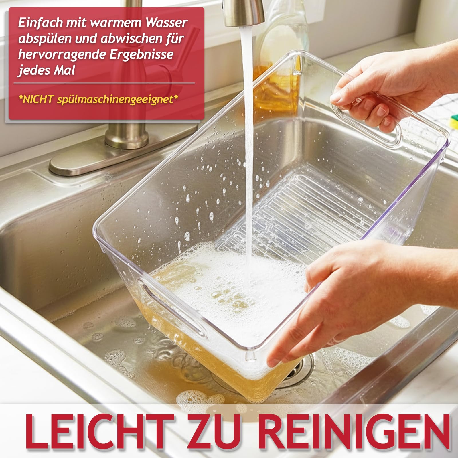 Spares2go Stapelbare Aufbewahrungsbehälter Organizer Box Tabletts mit Deckel Klar Kühlschrank Lebensmittel Getränke Speisekammer Schrank Haushalt Aufbewahrung Schubladen Set (8 Stück)