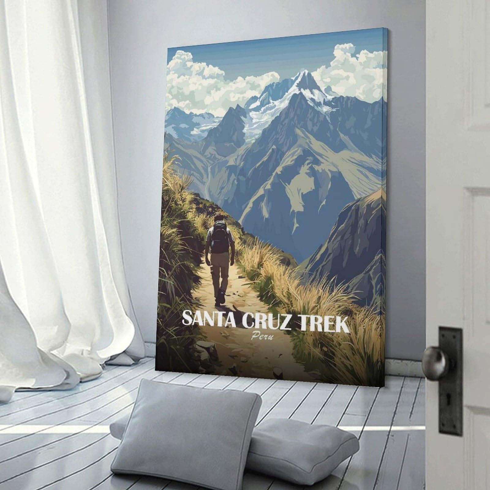 Junmoney Santa Cruz Trek Peru Wall Picture Print 24x36inch(60x90cm), for Lounge Decor, Offices Or Entryway Styling, A Flexible Wall Accent for Shared Spaces
