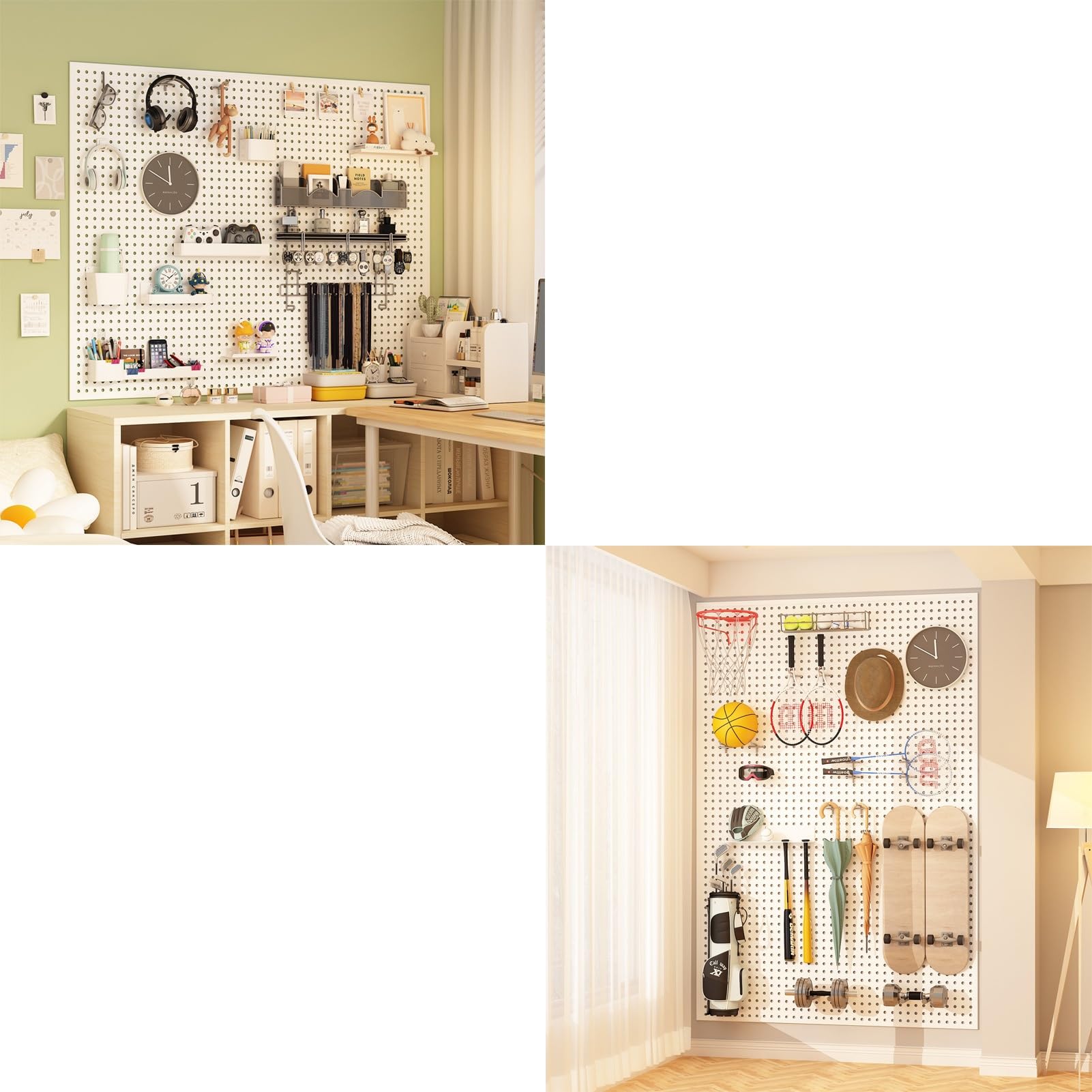 Organizador Herramientas con 10 Ganchos, Panel Herramientas Pared Tablero Perforado Escritorio Pegboard Panel Perforado(Black,60x40cm/24x16in)