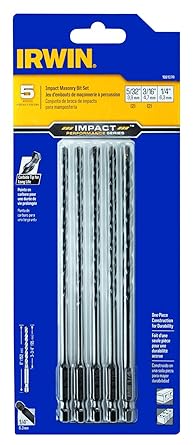 IRWIN Tools 1881078 Impact Performance Series Masonry 6-Inch Drill Bit Mixed Set, 5-Piece