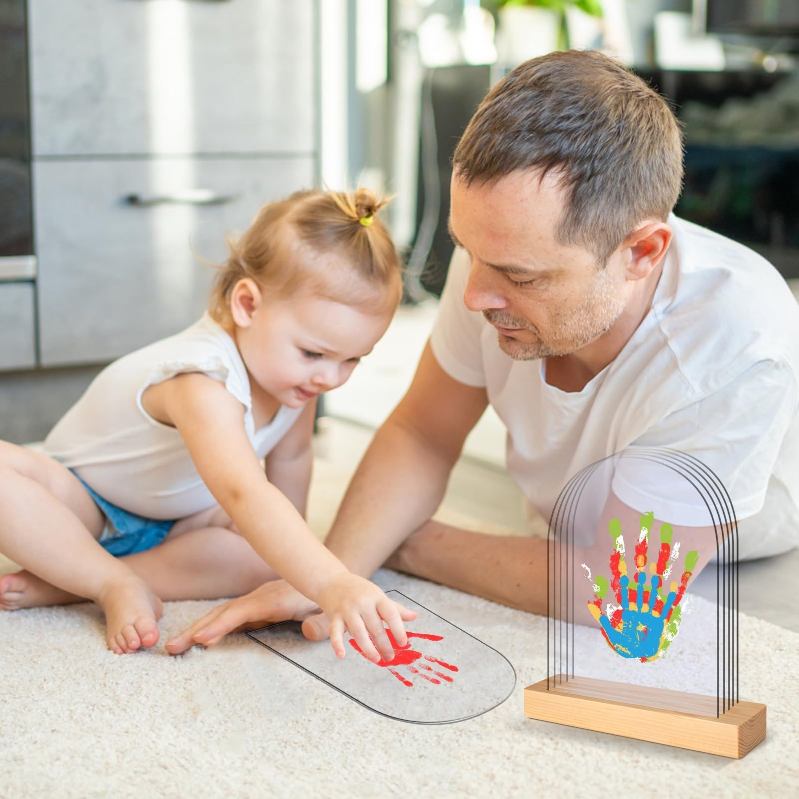 TOGOU2S Huellas Familia(5 Huellas), Marco Huellas Bebé Recién nacido, Recuerdos Familiares DIY, Regalo para Padres, Bautizo, Navidad o Primer Cumpleaños