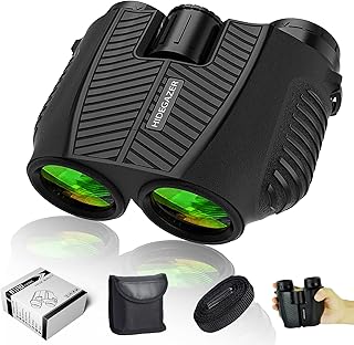 HIDEGAZER 12X25 Compact Binoculars for Adults and Kids - High Powered Binoculars for Bird Watching with Low Light Vision Large Eyepiece,Lightweight Binoculars for Hunting,Travel,Hiking,Camping, Sport