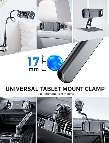 Miniatura 2 de eSamcore Abrazadera universal grande para tableta, clip de montaje de profundidad de 0.8 pulgadas (0.787 in) para todos los rótulas de 0.669 in,