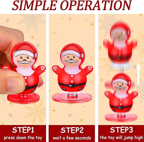 Miniatura 3 de Hiboom 100 piezas de juguete de salto de Navidad regalos de fiesta de Navidad, rellenos de calcetines de Navidad, juguetes de primavera con mochila